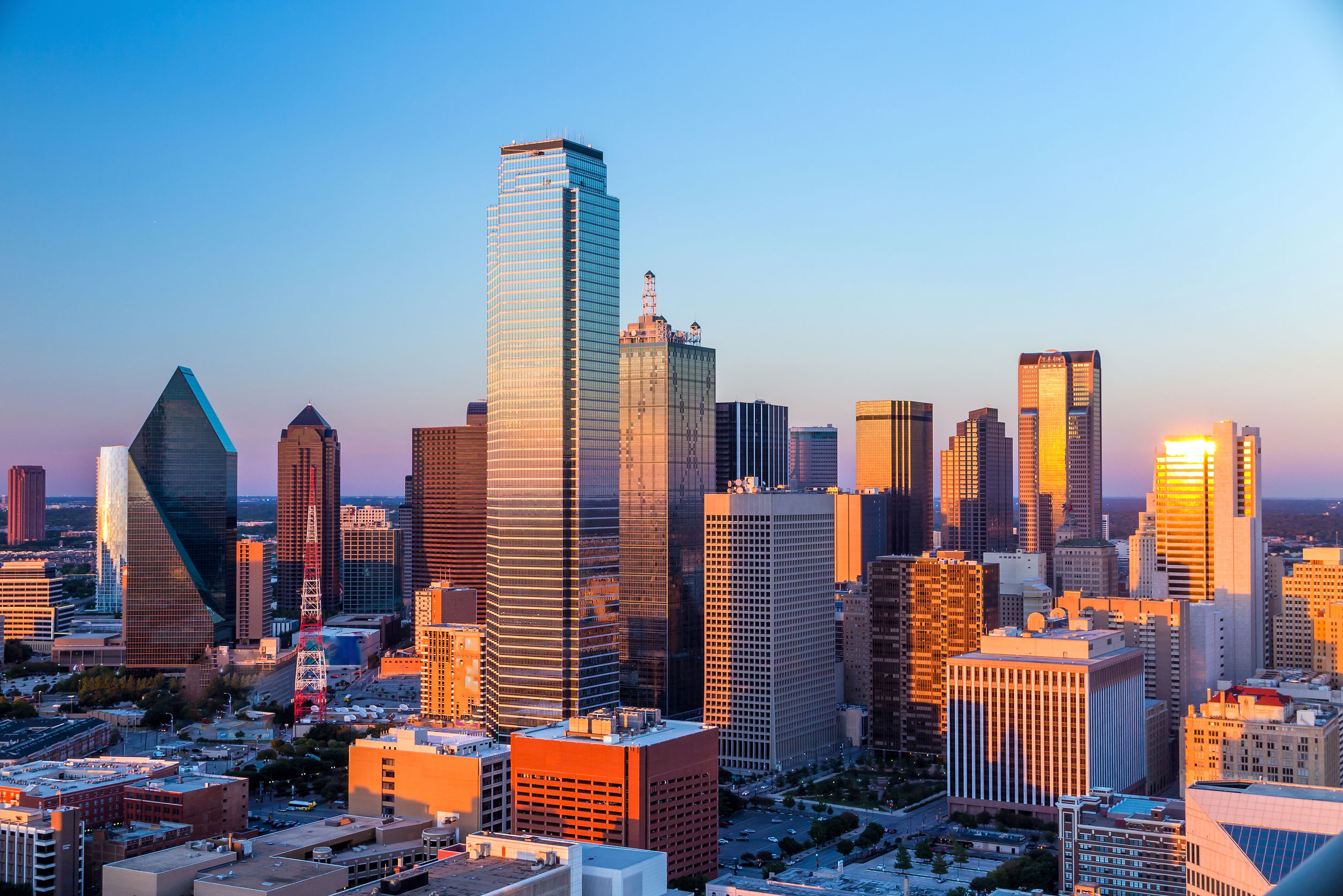 Morning visual of City of Dallas' skyline
